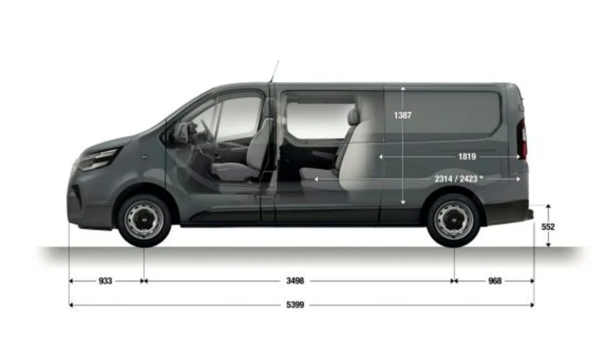 Nissan Primastar Combi 9 L2H1 N-Connecta 150CV II en renting para particulares — Trasera